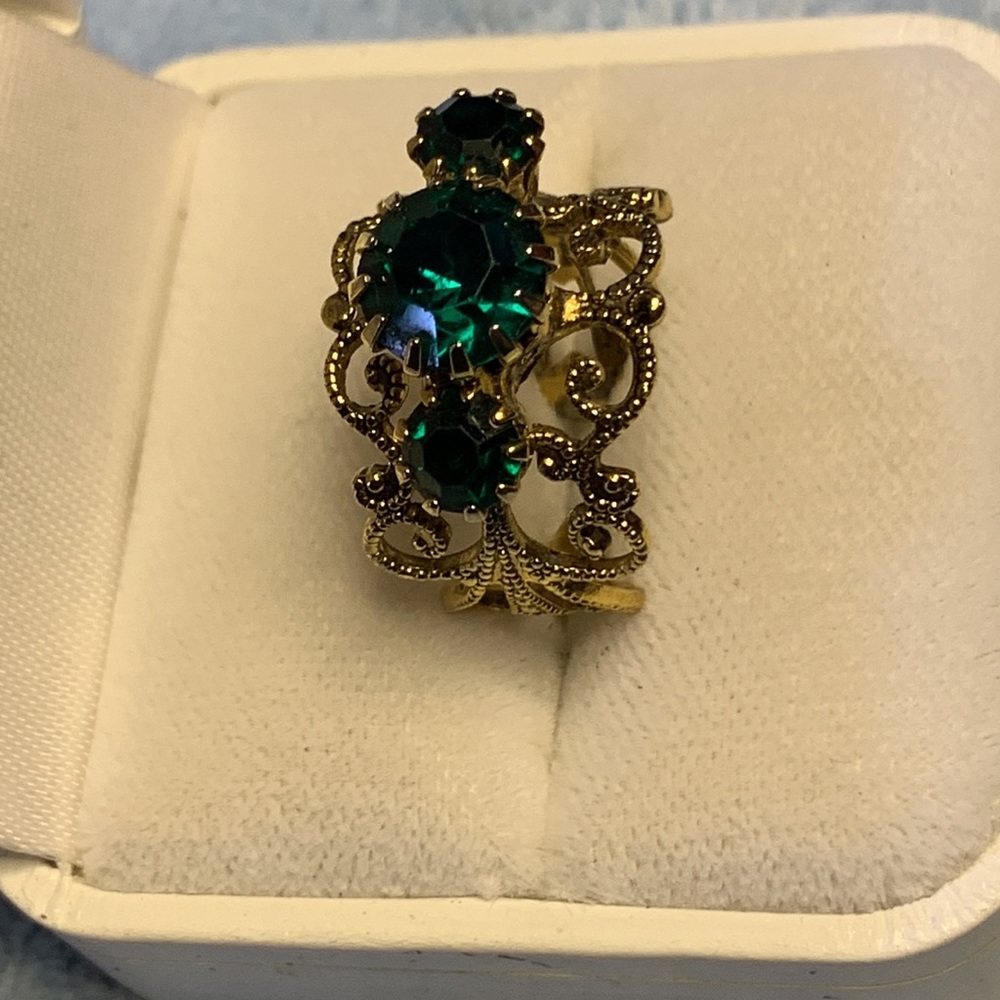 Beautiful Adjustable Ring Green Clear Rhinestone … - image 4